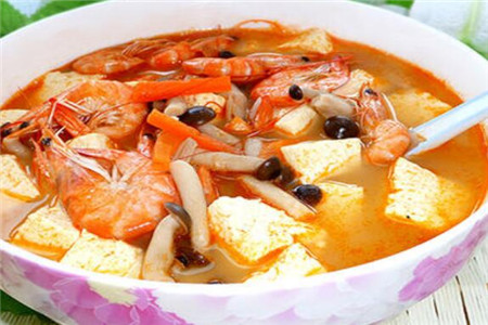 豆腐鲜虾汤